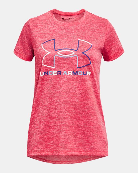 Girls' UA Tech™ Big Logo Twist Short Sleeve, Pink, pdpMainDesktop image number 0